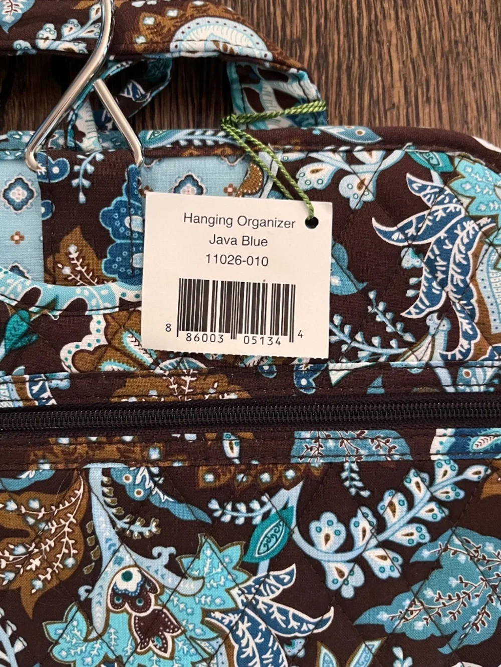 Vera Bradley Hanging Travel Organizer Java Blue Quilted Cotton Cosmetic Bag NWT